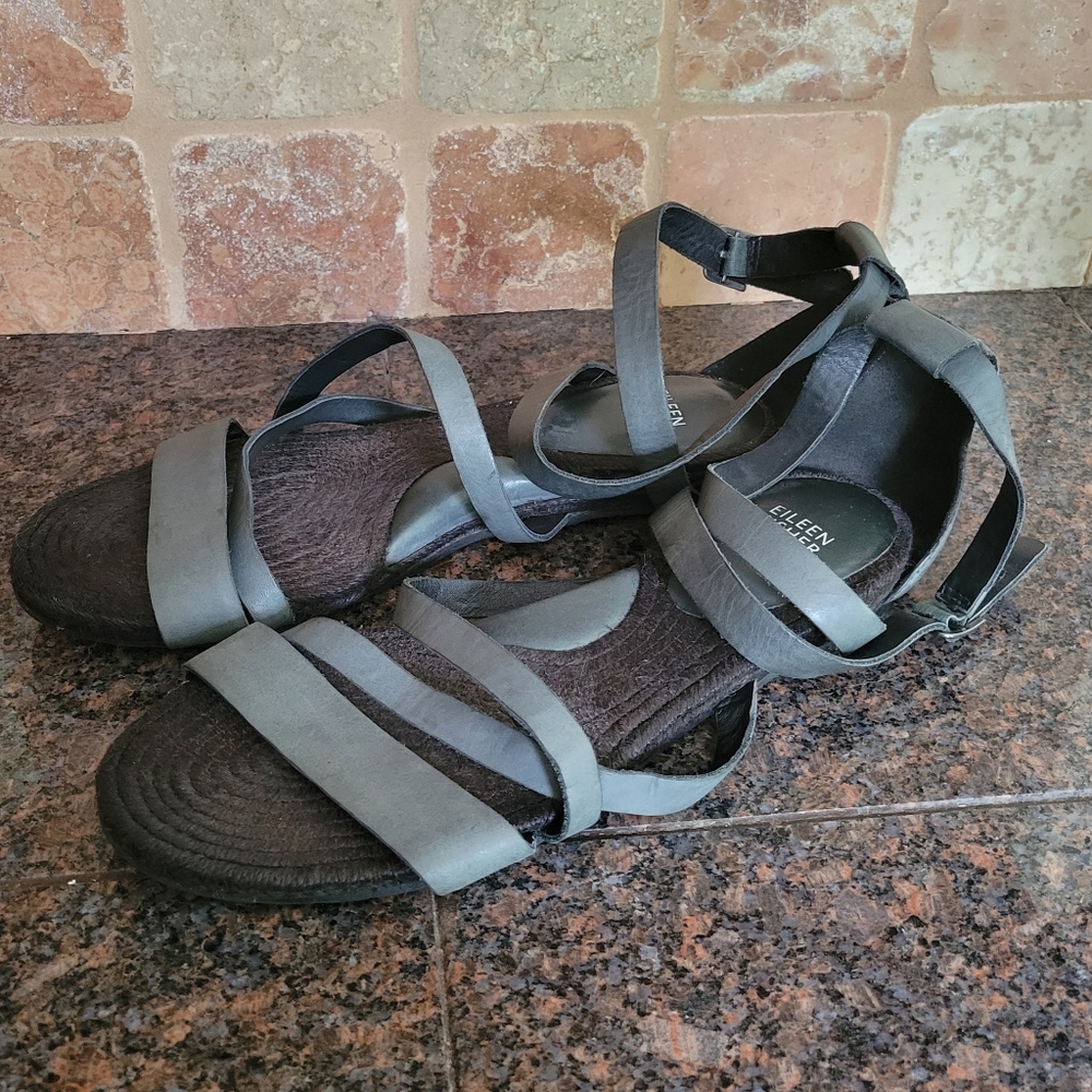 EILEEN FISHER Strappy Espadrille Flat Sandals 10